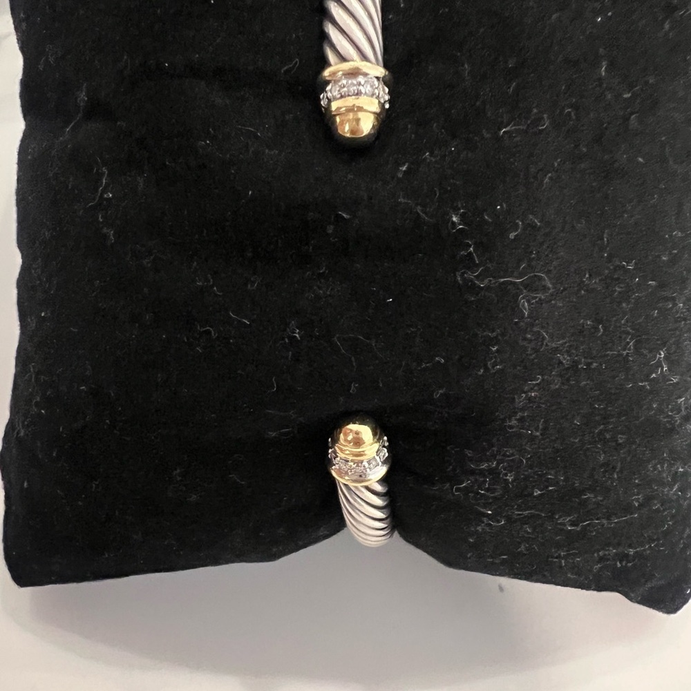 David Yurman Silver and Gold Cable Bracelet, with diamonds